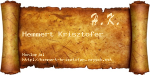 Hemmert Krisztofer névjegykártya